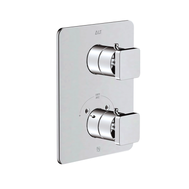 Riga trim set for thermostatic valve with 3-way diverter, non-shared functions