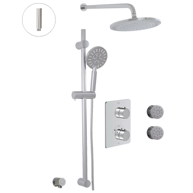 Thermostatic shower system – 3 functions/body jets